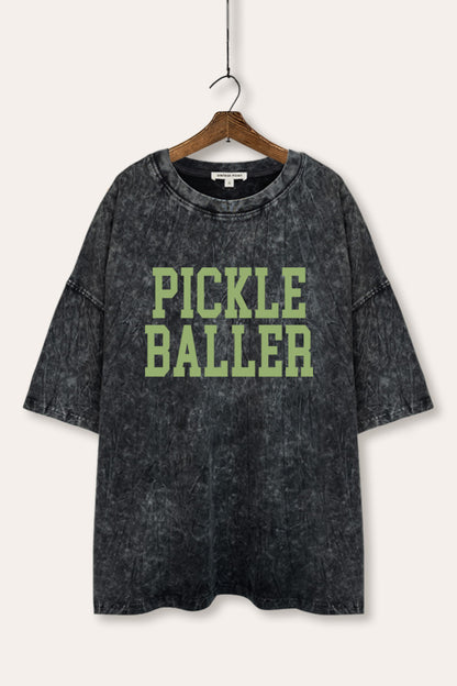 Pickle Baller Sports Graphic Mineral Wash Oversized Tee