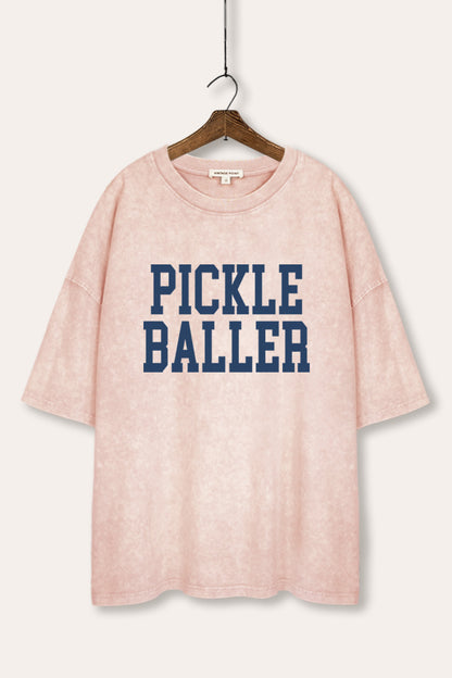 Pickle Baller Sports Graphic Mineral Wash Oversized Tee