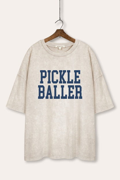 Pickle Baller Sports Graphic Mineral Wash Oversized Tee