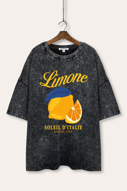 italy lemons mineral wash oversized graphic tee