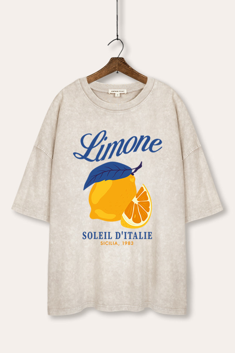italy lemons mineral wash oversized graphic tee