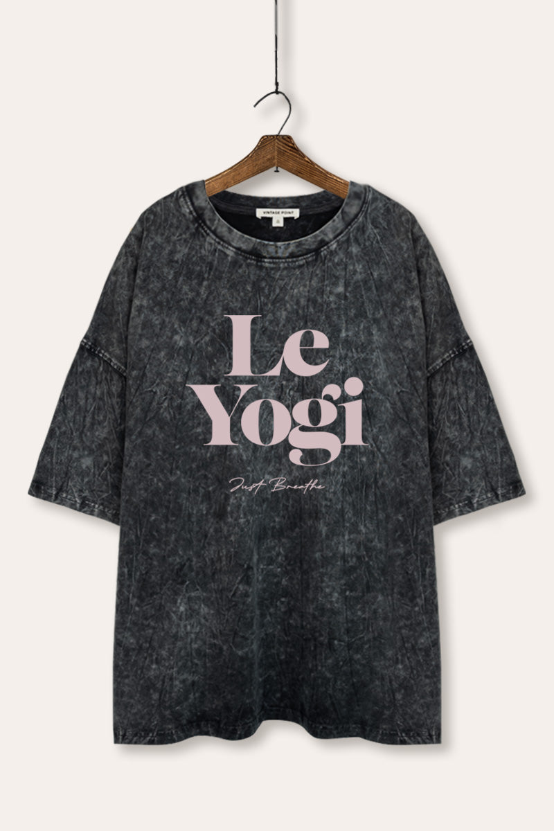 "le yogi" graphic mineral wash oversized tee
