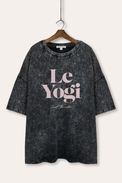 Le Yogi "Just Breathe" Graphic Mineral Wash Oversized Tee
