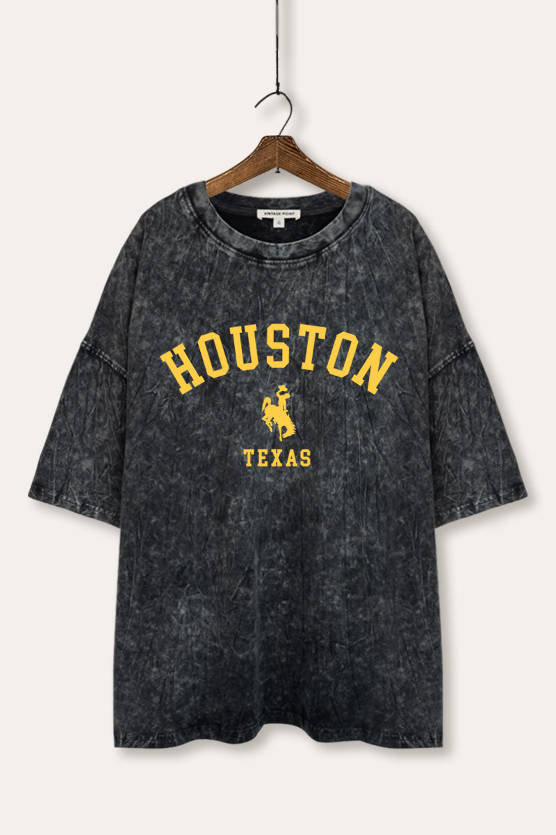 houston texas rodeo graphic mineral wash oversized tee