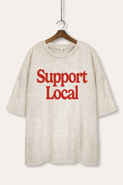 Support Local Graphic Mineral Wash Oversized Tee