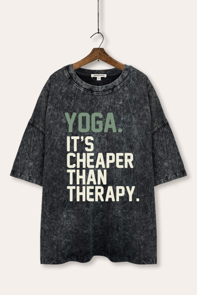 yoga therapy graphic mineral wash oversized tee