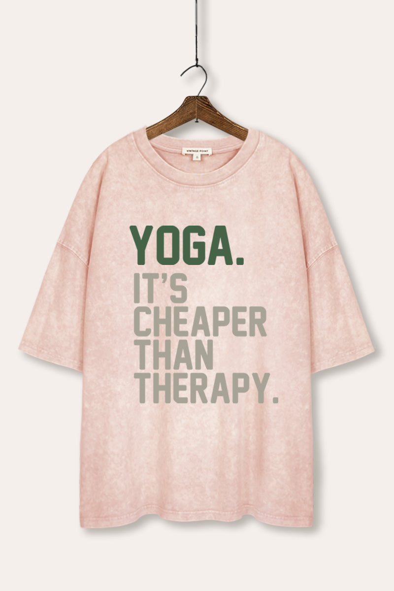 yoga therapy graphic mineral wash oversized tee