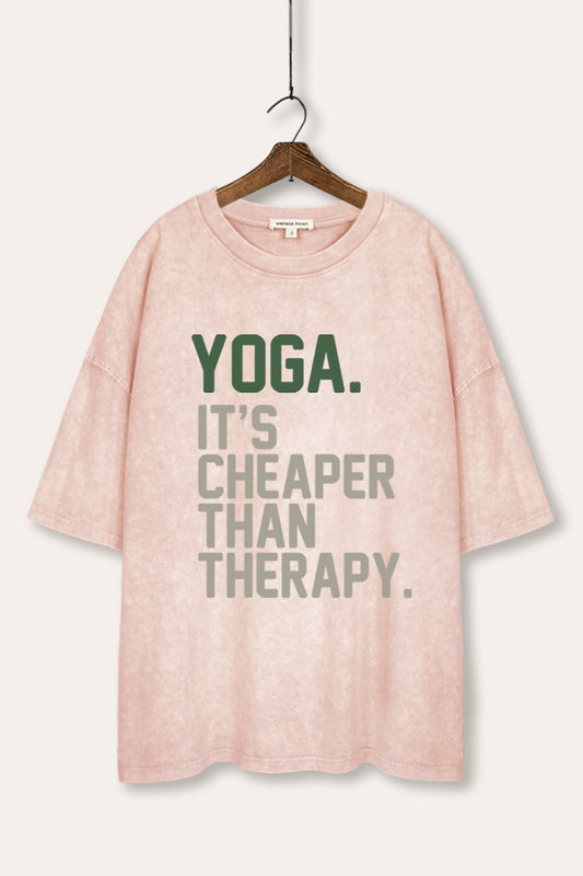 yoga therapy graphic mineral wash oversized tee