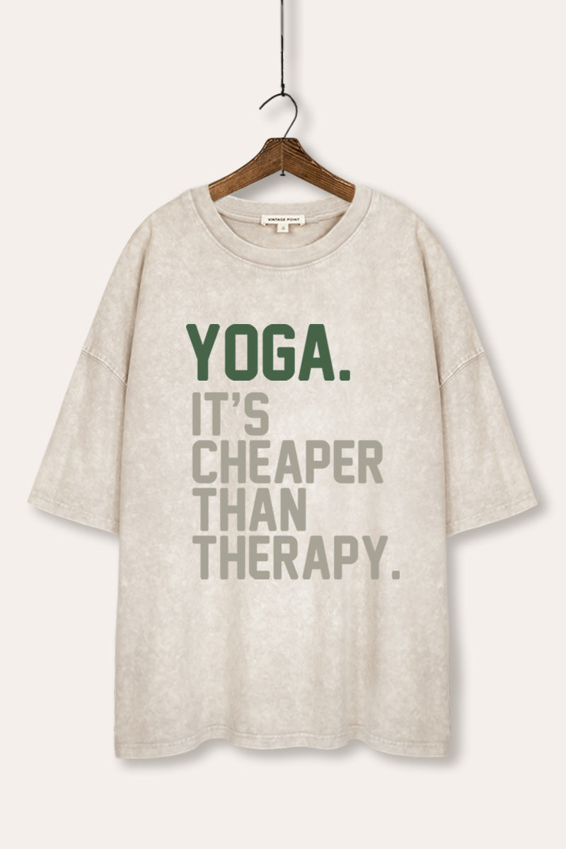 yoga therapy graphic mineral wash oversized tee