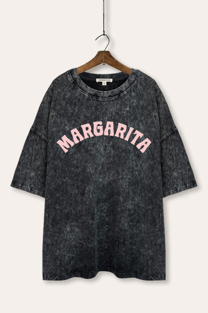 Margarita Arched Typography Mineral Wash Oversized Tee
