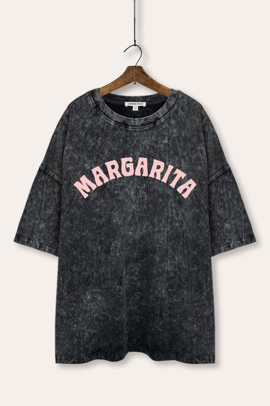 Margarita Arched Typography Mineral Wash Oversized Tee