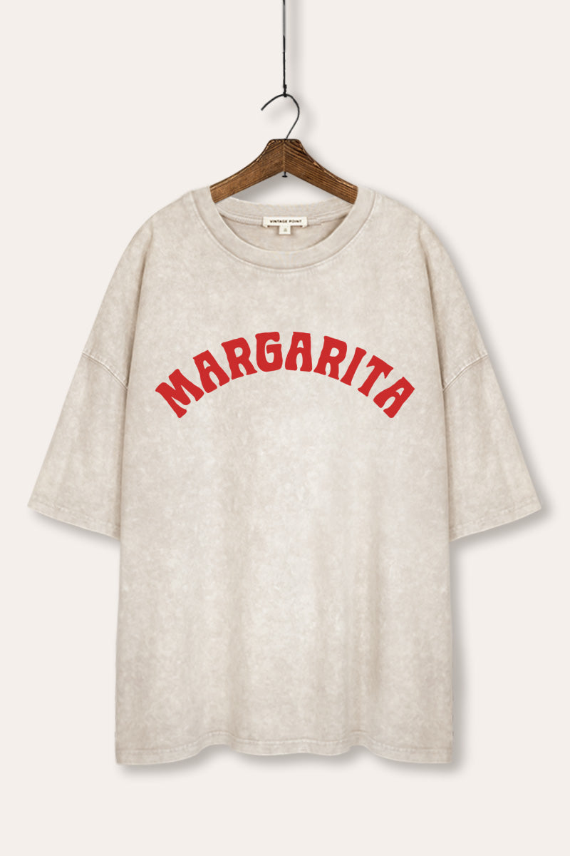 Margarita Arched Typography Mineral Wash Oversized Tee