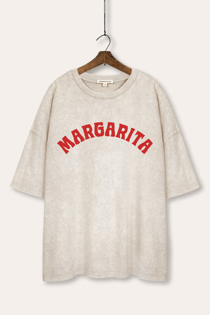 Margarita Arched Typography Mineral Wash Oversized Tee