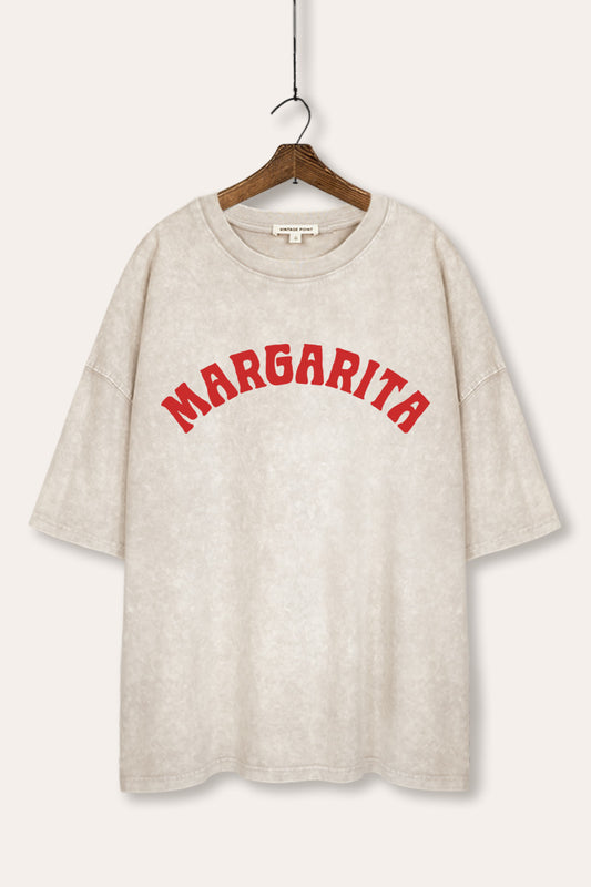 Margarita Arched Typography Mineral Wash Oversized Tee