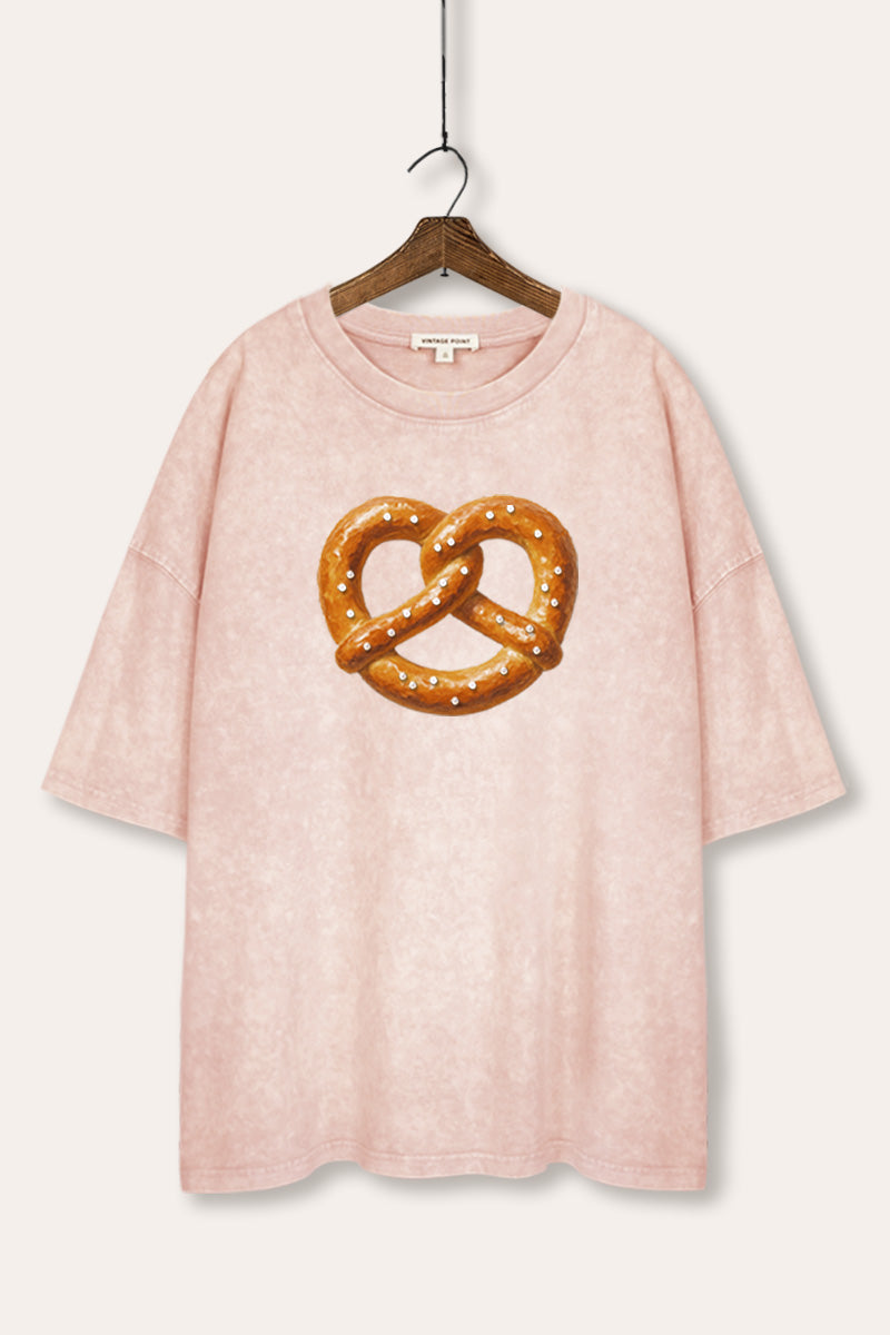 pretzel graphic mineral wash oversized tee