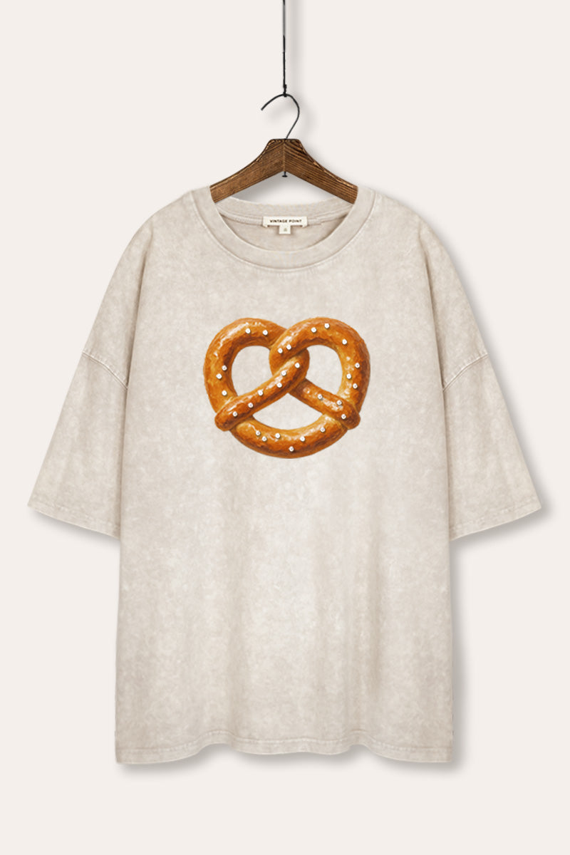 pretzel graphic mineral wash oversized tee