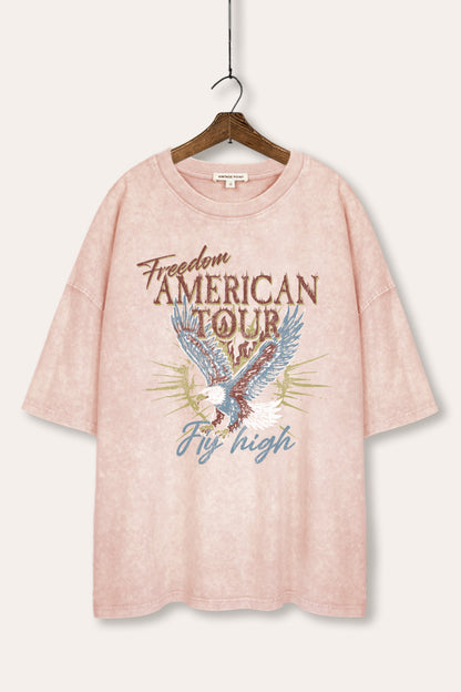 American Freedom Eagle Graphic Mineral Wash Oversized Tee