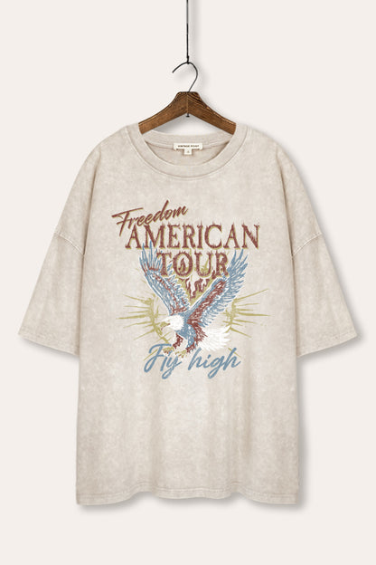 American Freedom Eagle Graphic Mineral Wash Oversized Tee