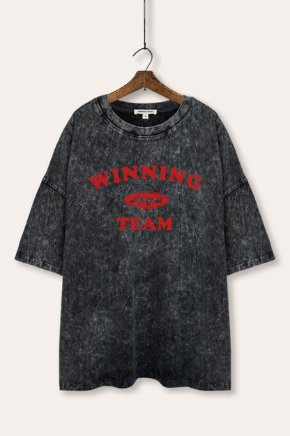 Winning Team League Sports Graphic Mineral Wash Oversized Tee