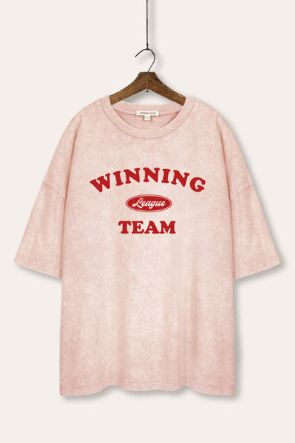 Winning Team League Sports Graphic Mineral Wash Oversized Tee
