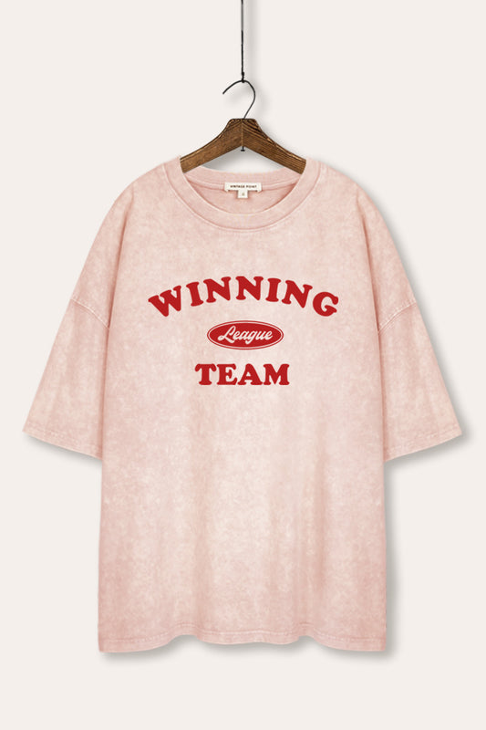 Winning Team League Sports Graphic Mineral Wash Oversized Tee