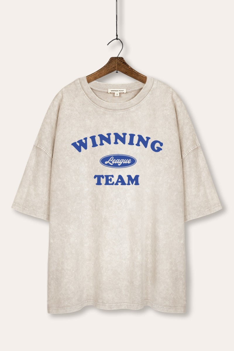 Winning Team League Sports Graphic Mineral Wash Oversized Tee