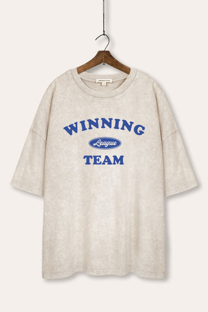 Winning Team League Sports Graphic Mineral Wash Oversized Tee