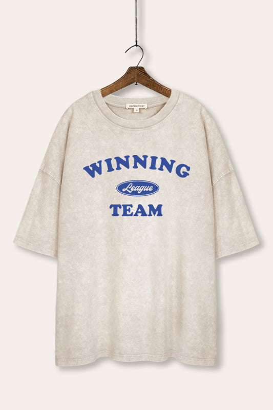 Winning Team League Sports Graphic Mineral Wash Oversized Tee