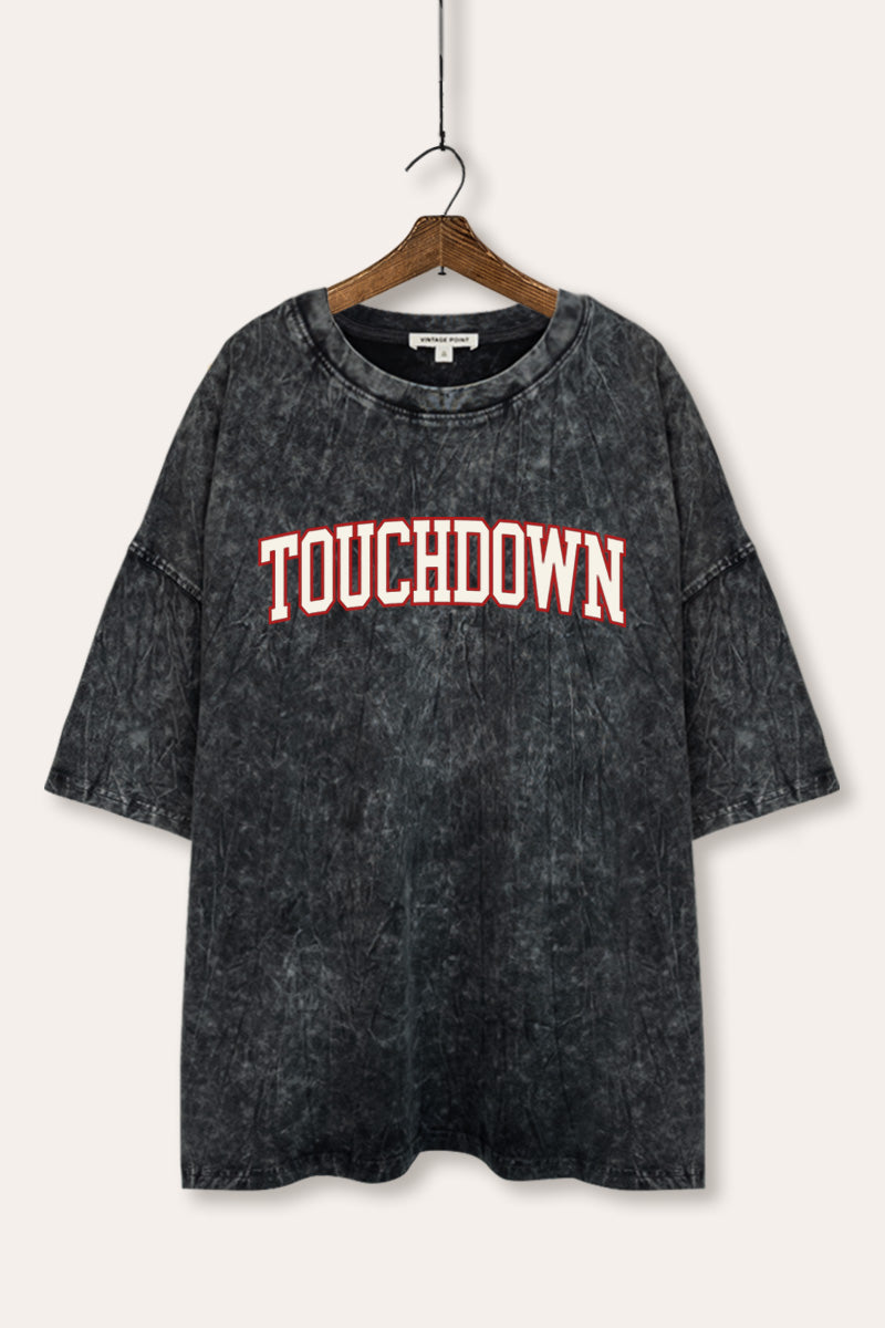 Touchdown Collegiate Sports Graphic Mineral Wash Oversized Tee