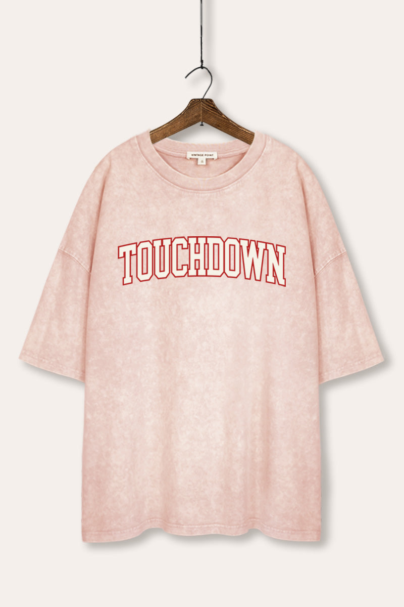 Touchdown Collegiate Sports Graphic Mineral Wash Oversized Tee