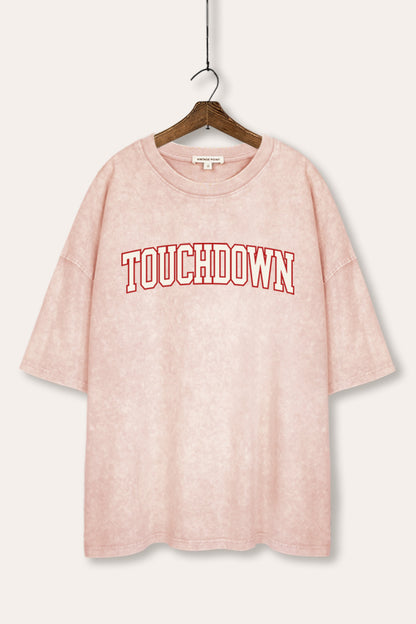 Touchdown Collegiate Sports Graphic Mineral Wash Oversized Tee