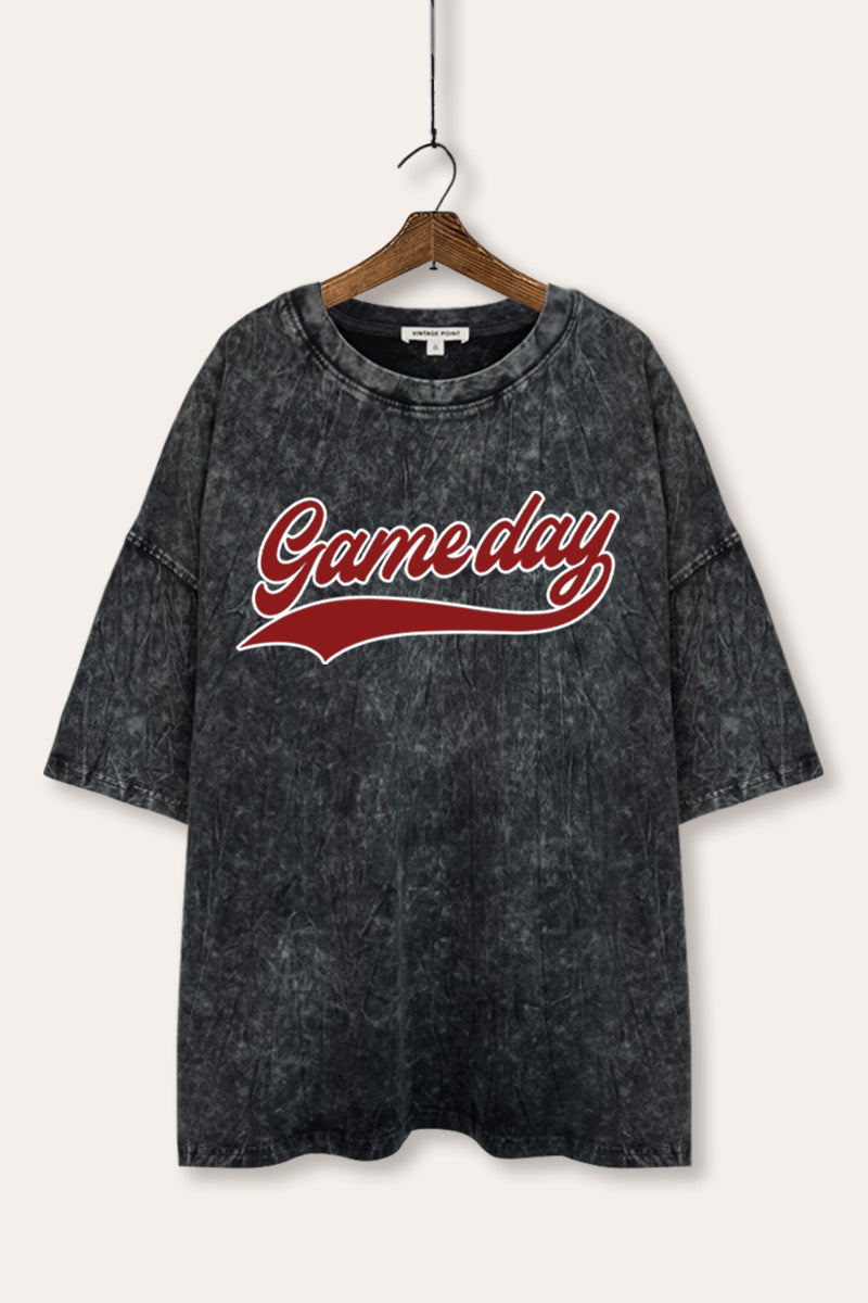 "game day" varsity graphic mineral wash oversized tee