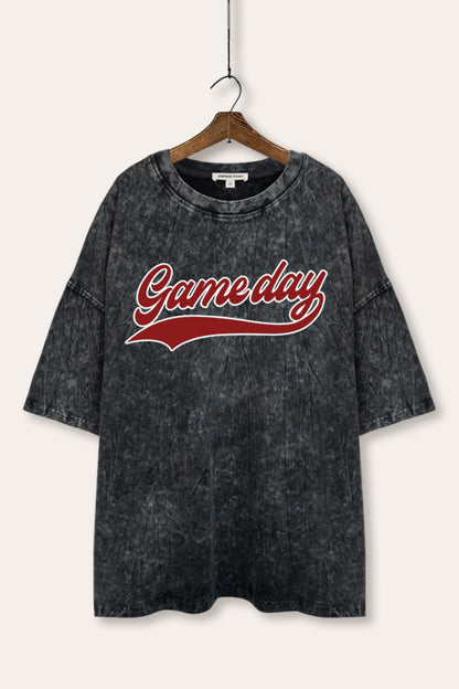 Game Day Varsity Sports Graphic Mineral Wash Oversized Tee