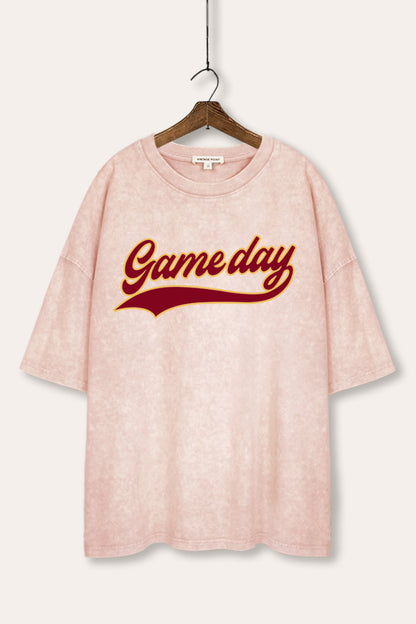 Game Day Varsity Sports Graphic Mineral Wash Oversized Tee