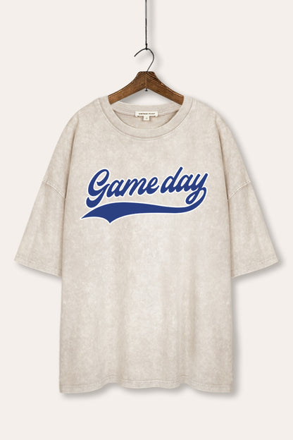 Game Day Varsity Sports Graphic Mineral Wash Oversized Tee