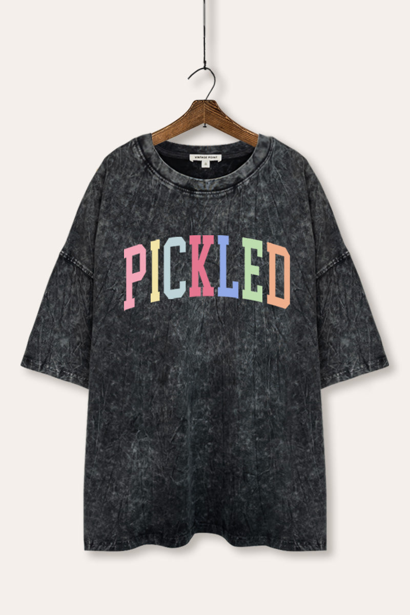 Pickled Colorful Sports Graphic Mineral Wash Oversized Tee