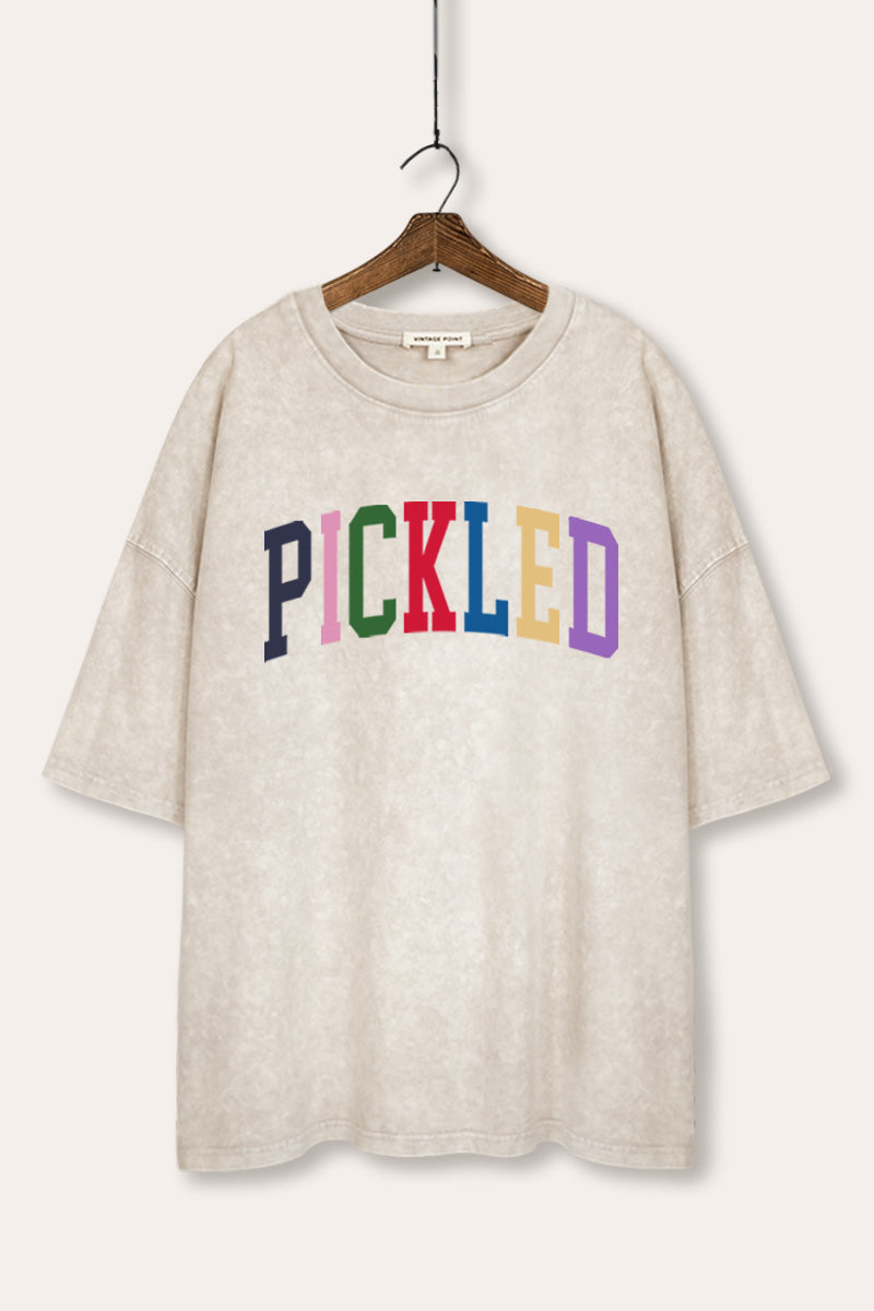Pickled Colorful Sports Graphic Mineral Wash Oversized Tee