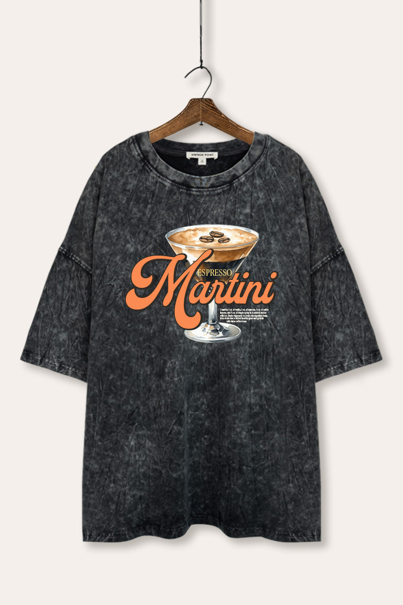 espresso martini graphic mineral wash oversized tee