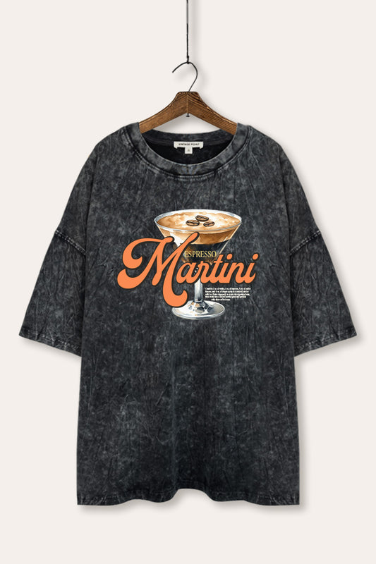 Espresso Martini Graphic Mineral Wash Oversized Tee