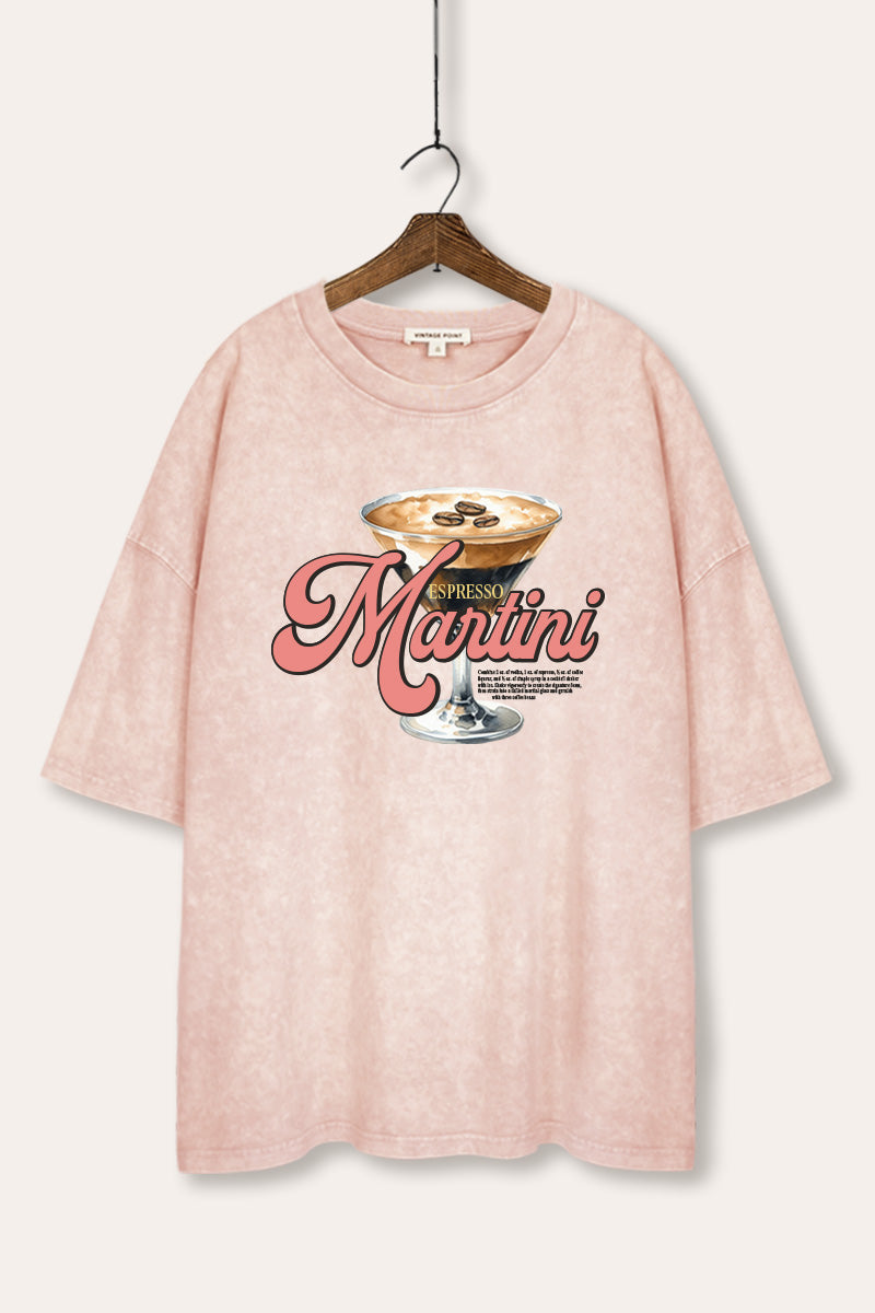 espresso martini graphic mineral wash oversized tee
