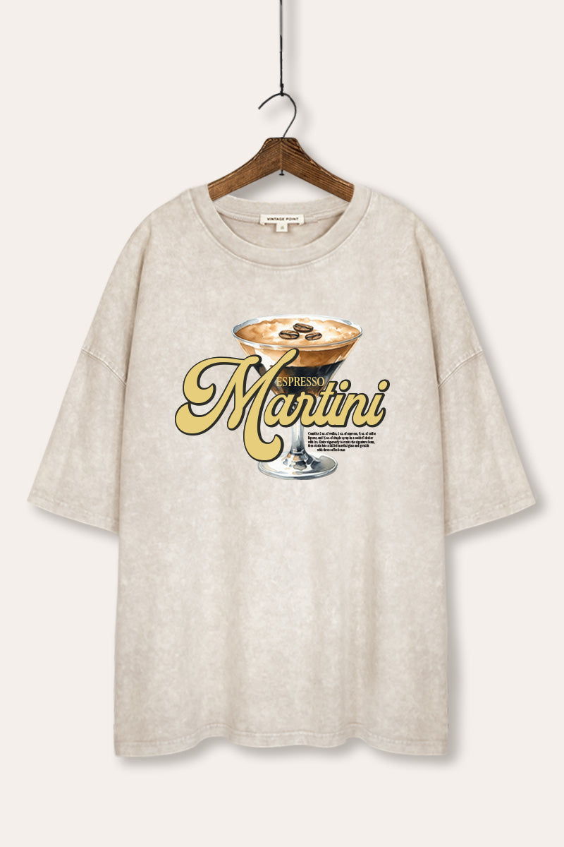 espresso martini graphic mineral wash oversized tee