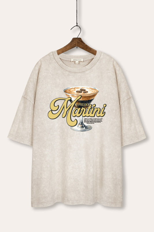 Espresso Martini Graphic Mineral Wash Oversized Tee