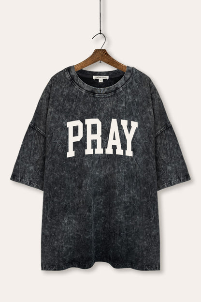 Pray Lettering Graphic Mineral Wash Oversized Tee