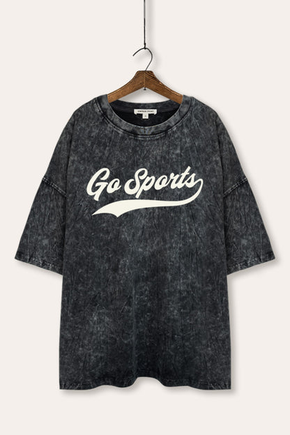 Go Sports Varsity Graphic Mineral Wash Oversized Tee