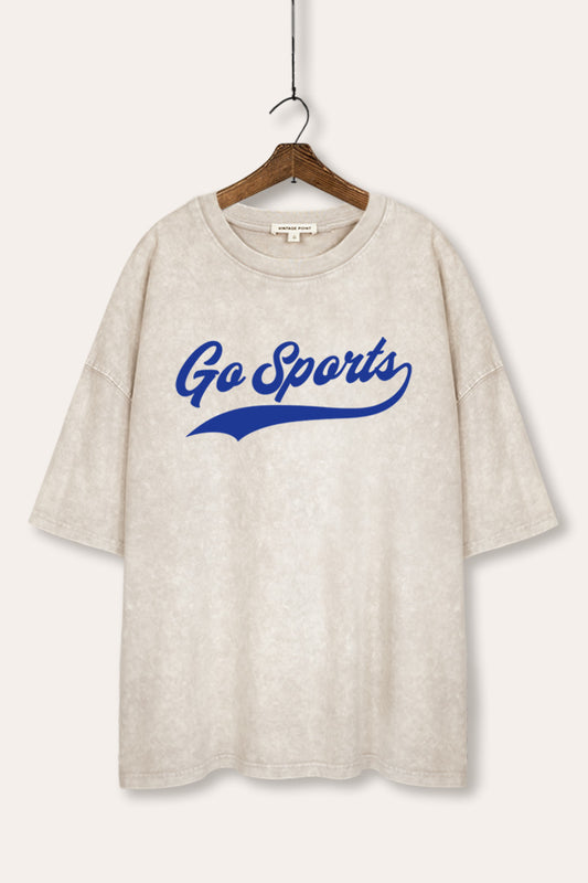 Go Sports Varsity Graphic Mineral Wash Oversized Tee