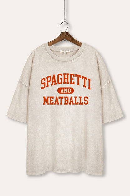Spaghetti & Meatballs Graphic Mineral Wash Oversized Tee