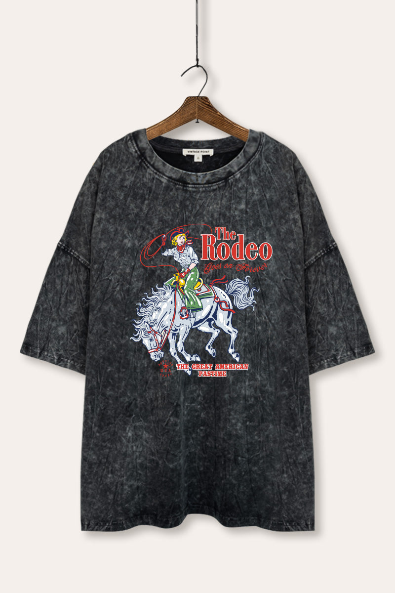 "the rodeo" graphic mineral wash oversized tee