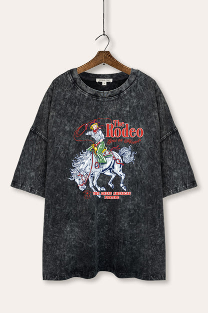 "the rodeo" graphic mineral wash oversized tee