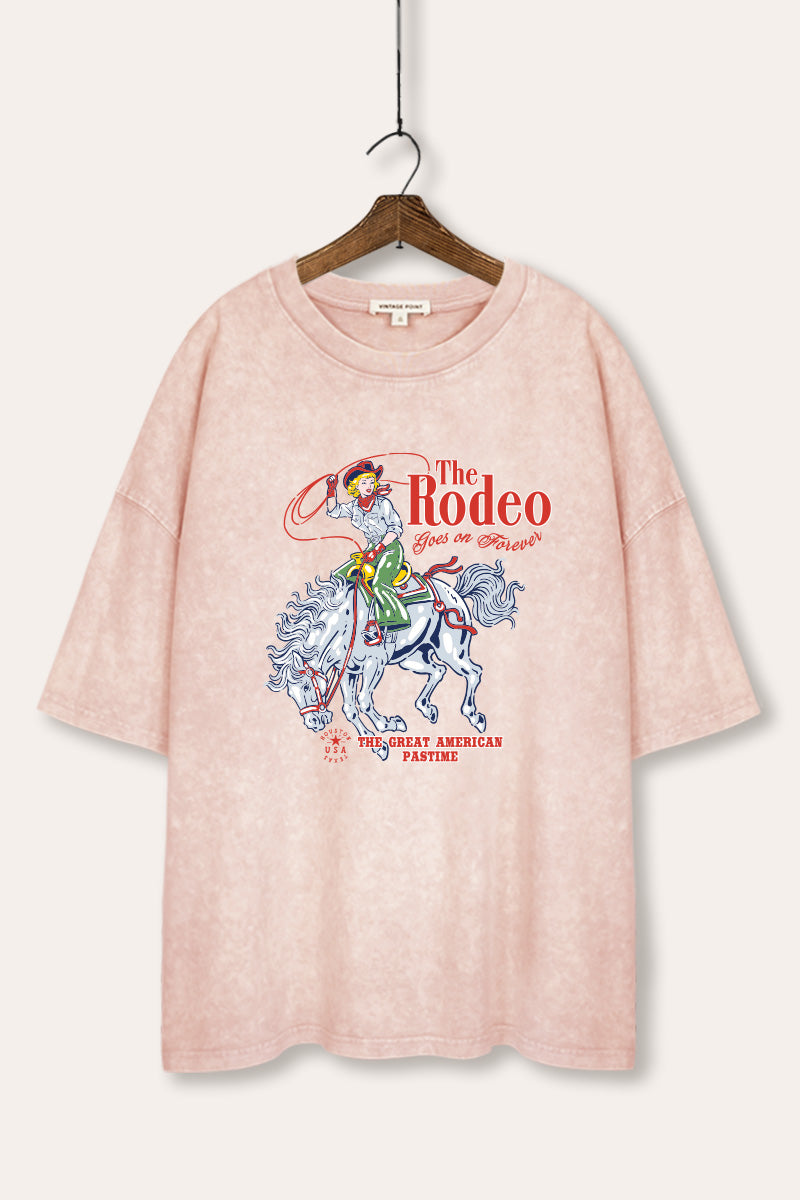 "the rodeo" graphic mineral wash oversized tee