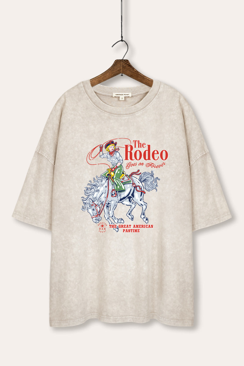 "the rodeo" graphic mineral wash oversized tee